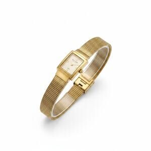 Skagen Womens Watch White Dial 18mm Gold Case Gold Mesh Bracelet Quartz